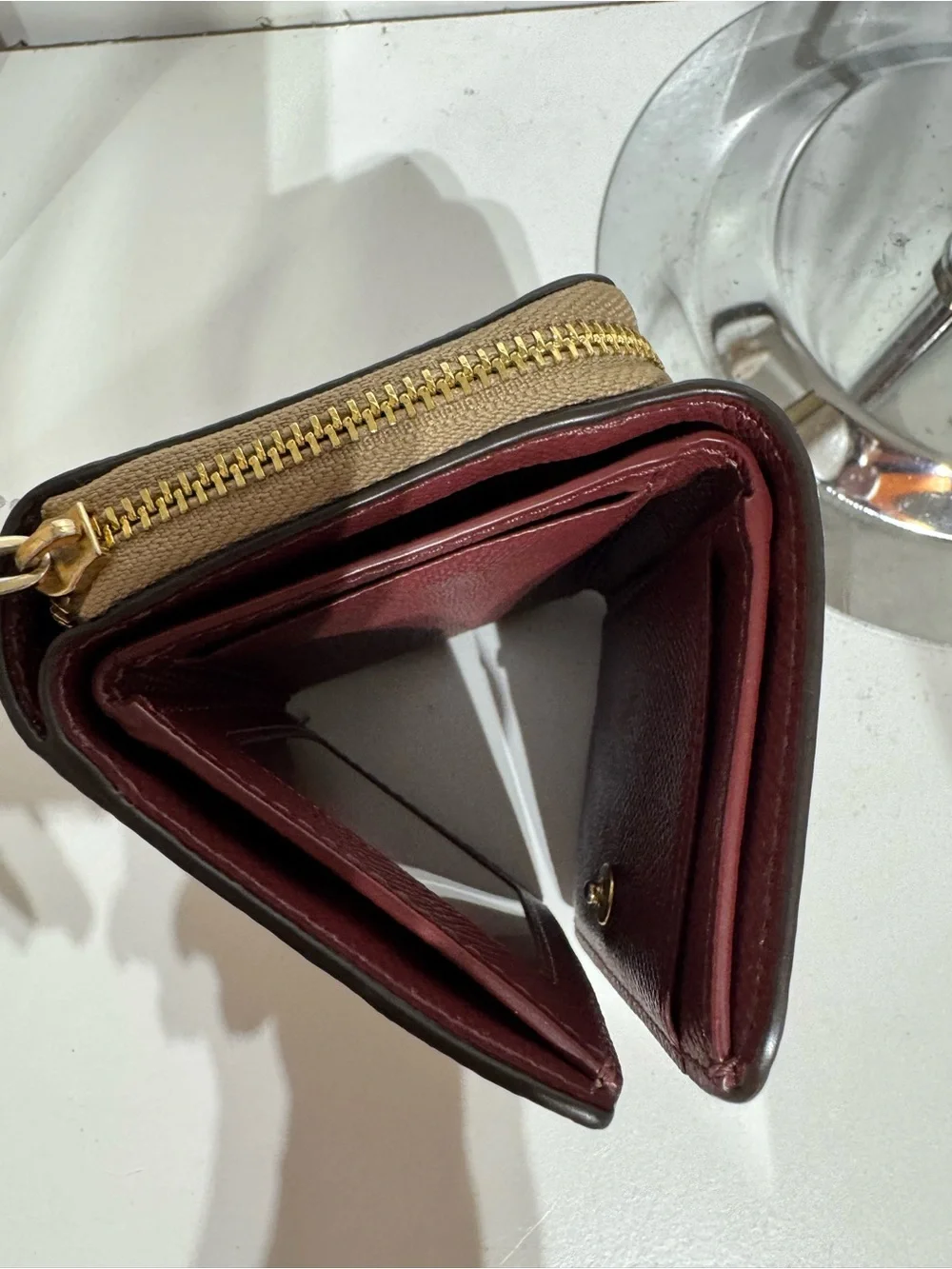Coach Beige Pebbled Leather Bucket Bag with Matching Wallet